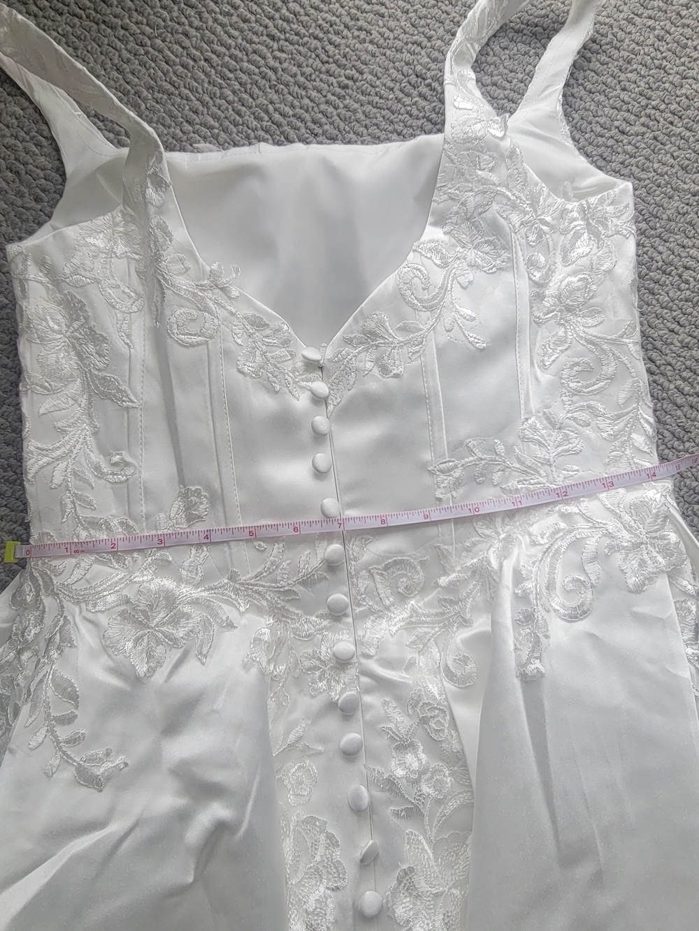 White Lace Embroidered Wedding Dress - Picture 6 of 12